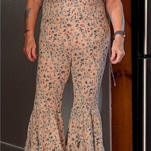 Storia Floral Ruffle Jumpsuit - Cream and Multicolor Boho/Cottagecore